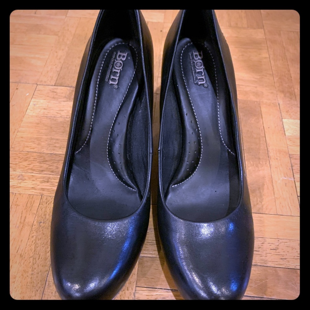Born Black Leather Heels